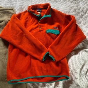 Patagonia Synchilla Snap T Fleece Pullover Orange & Teal Men’s Size Medium